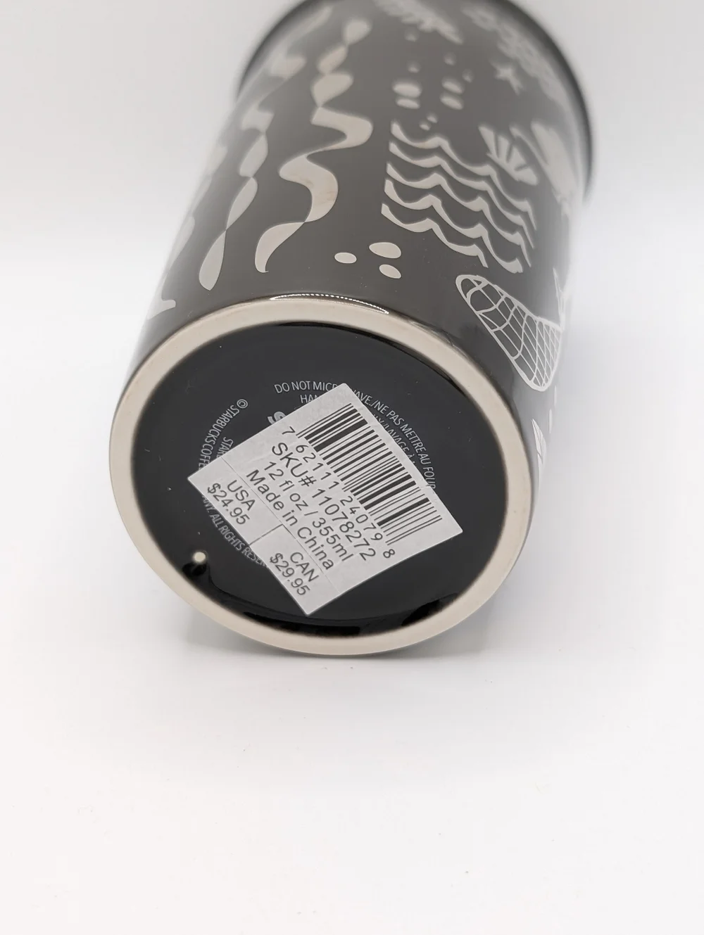 Starbucks Anniversary Silver Brown Siren Mermaid Coffee Ceramic Tumbler 12 oz